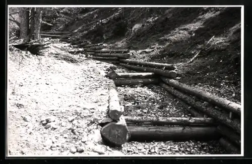 Foto-AK Mautern in Steiermark, Reitingau, Wildbachverbauung am Reiterergraben, 1955