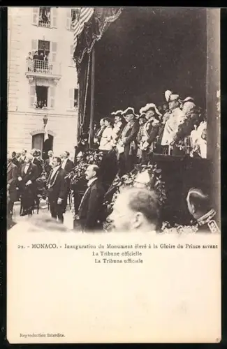 AK Monaco, Inauguration du Monument élevé à la Gloire du Prince savant