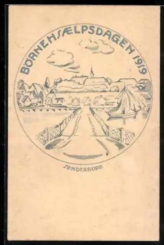 Künstler-AK Handgemalt: Sonderborg, Börnehsaelpsdagen 1919