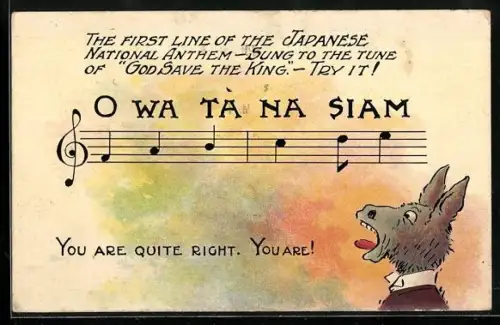 Künstler-AK Vermenschlichter Esel beim Singen