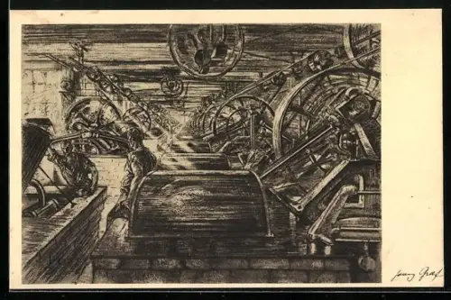 Künstler-AK Berlin-Tempelhot, Walzen in der Zarotti-Schokoladen-Fabrik