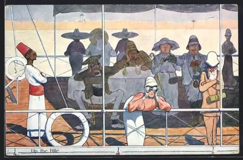 Künstler-AK Rudolf Pick: Up the Nile, Scherz, britische Touristen