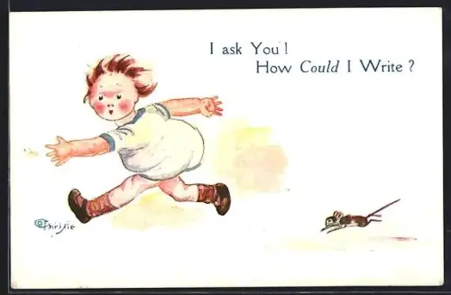 Künstler-AK F. Earl Christy: Kind rennt vor einer Maus davon