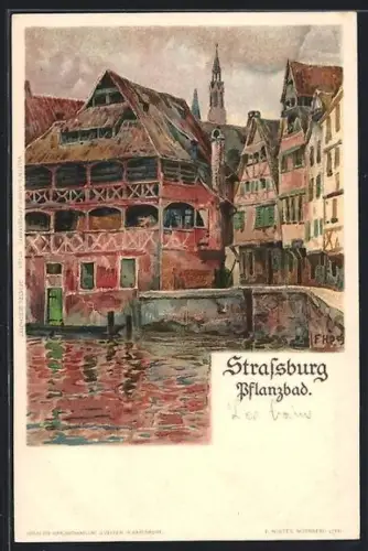 Künstler-AK F. Hoch: Strassburg, Am Pflanzbad