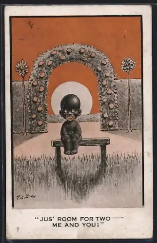 Künstler-AK Frederic G. Lewin: Kleines Kind sitzt auf einer Bank