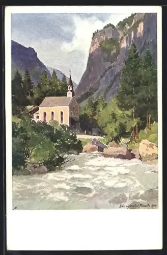 Künstler-AK Edo v. Handel-Mazzetti: Ortspartie mit Kirche