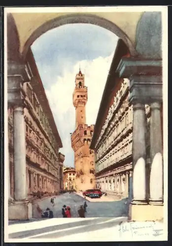 Künstler-AK Aldo Raimondi: Firenze, Gli Uffizi e la R. Galleria