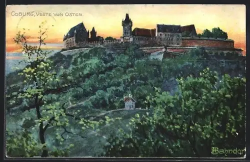 Künstler-AK H. Bahndorf: Coburg, Veste von Osten