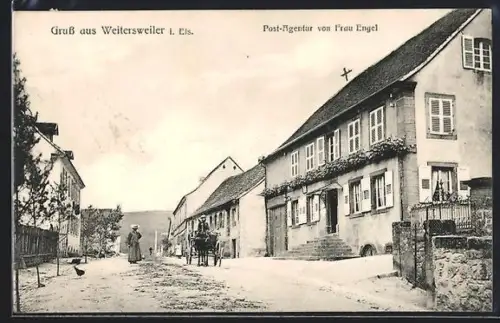 AK Weitersweiler i. Els., Post-Agentur von Frau Engel