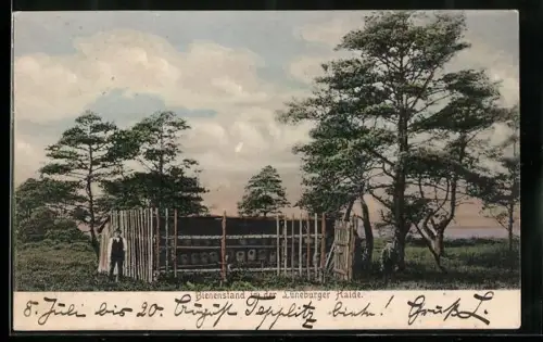 AK Lüneburger Heide, Bienenstand mit Besitzer