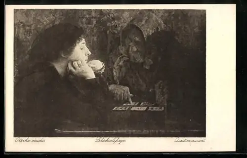 AK Schicksalsfrage, Wahrsagerin und Kundin