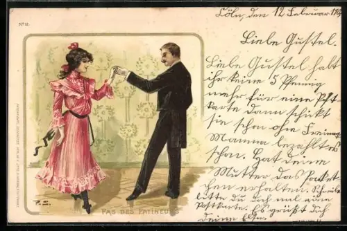 Lithographie Pas des Patineurs, Tanzpaar