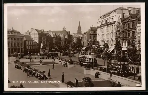AK Nottingham, The City Square, Strassenbahn