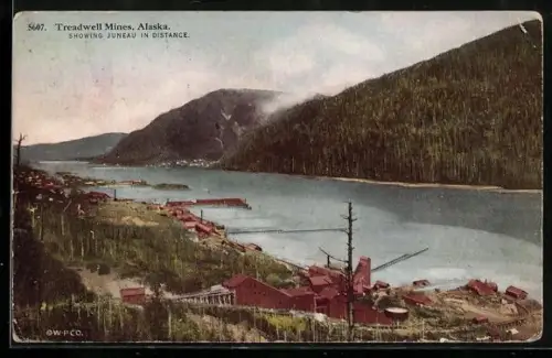 AK Treadwell Mines, AK, View of the settlement showing Juneau in the distance