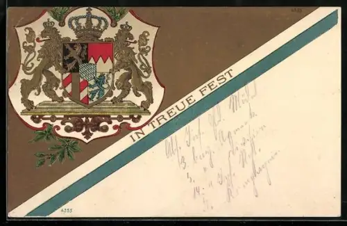 Künstler-AK Wappen von Bayern, In Treue Fest