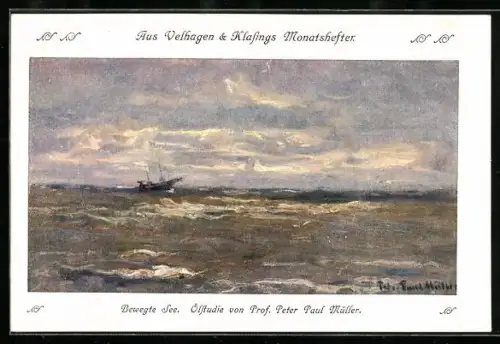AK Aus Velhagen & Klasings Monatsheften, Bewegte See von Peter Paul Müller