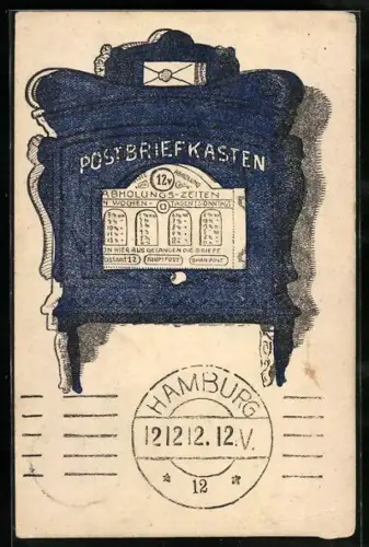 Künstler-AK Hamburg, Festkarte zum 12.12.12 mit Postbriefkasten