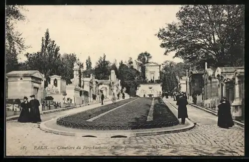 AK Paris, Cimetière du Pere-Lachaise, l`Allée principale
