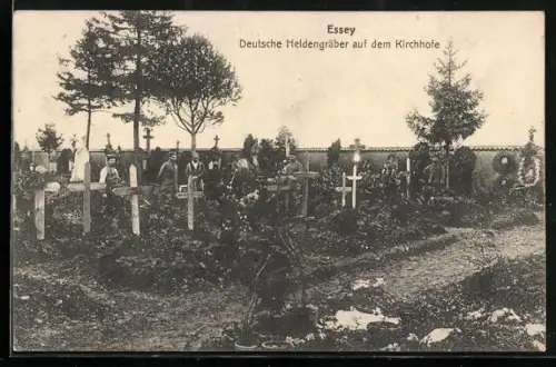 AK Essey, Deutsche Heldengräber auf dem Kirchhofe