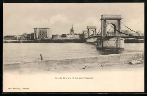 AK Tarascon, Vue du Pont du Rhône et Panorama