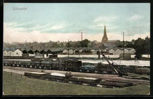 AK Uttoxeter, Bahnhof mit Güterzügen