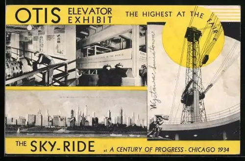 AK Chicago, Otis Elevator Exhibit 1934, The Sky ride, Aufzug