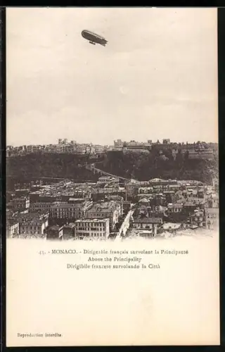 AK Monaco, Dirigeable francais survolant la Principauté