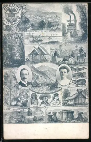 AK Bogota, Mr. and Mrs. Jarrett, depictions of Indians and Colombians, Santa Fé