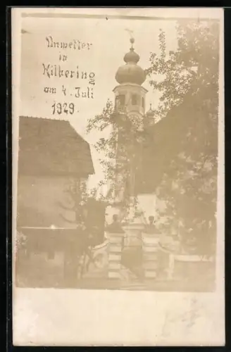 Foto-AK Hartkirchen, Hilkering während des Unwetters 1929