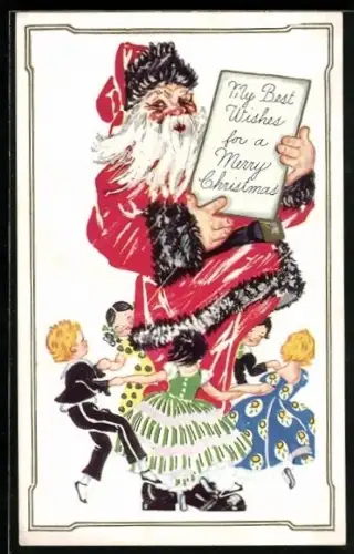 AK Kinder tanzen um den Weihnachtsmann herum, Merry Christmas