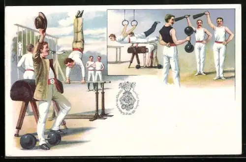 Lithographie Hamburg, IX. Deutsches Turnfest 1898, Verschiedene Sportarten