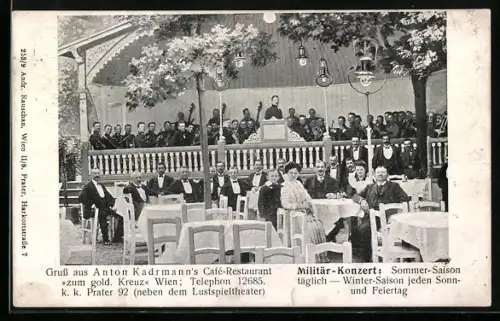 AK Wien, Café-Restaurant zum goldenen Kreuz von Anton Kadrmann, Wiener Prater 92