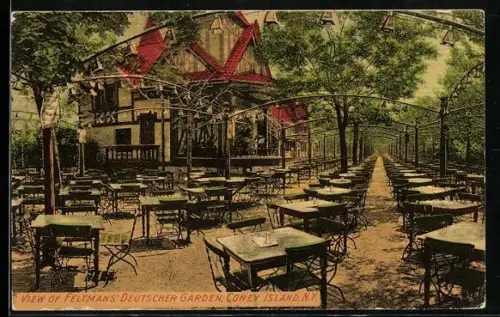 AK Coney Island, N.Y., Feltman`s Deutscher Garden