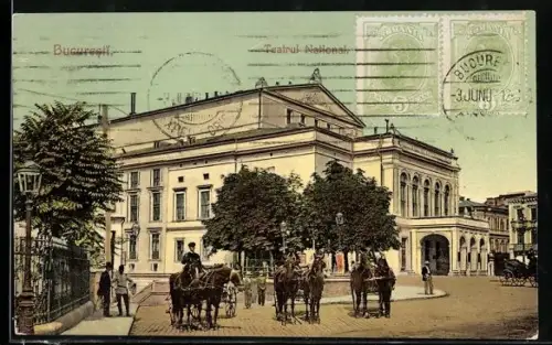 AK Bucuresti, Teatrul National, Pferdekutschen