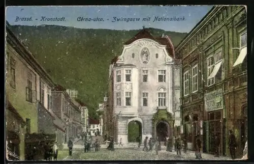 AK Kronstadt, Zwirngasse mit Nationalbank