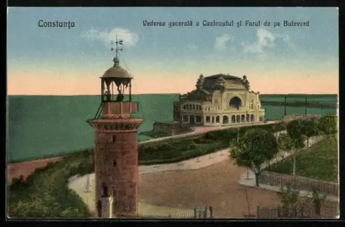 AK Constanta, Vederea generala a Cazinoului si Farul pe Bulevard