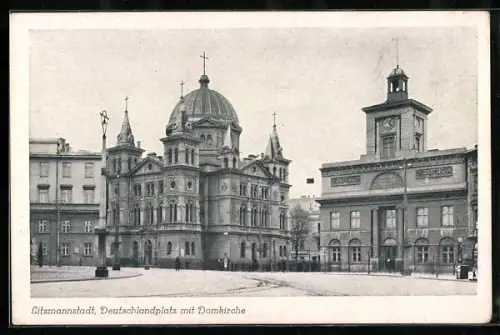 AK Litzmannstadt-Lodz, Kirche am Deutschlandplatz
