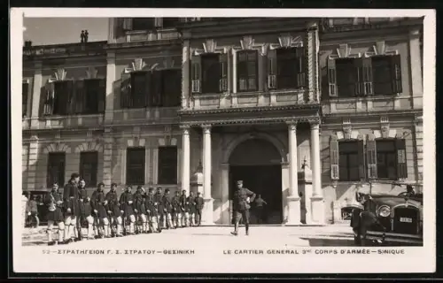 AK Salonique, Le Cartier General 3me Corps d`Armée