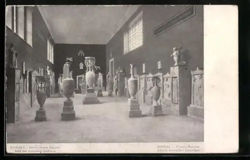 AK Athènes, Musee National, Salle des monuments funéraires