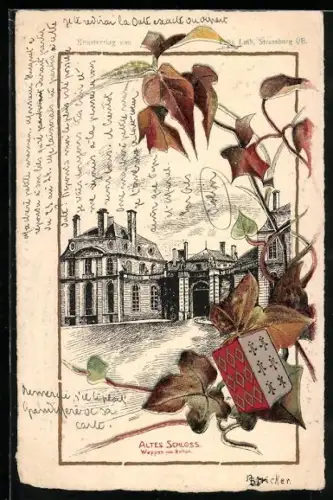Künstler-AK Strassburg, Altes Schloss, Wappen von Rohan