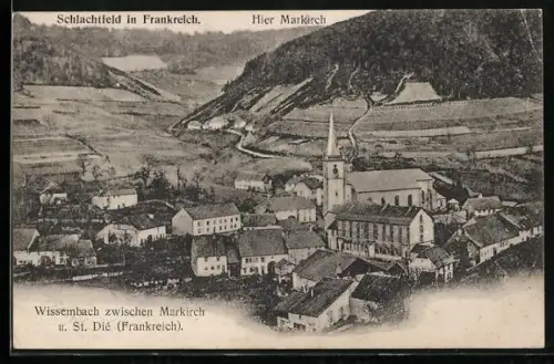 AK Wisembach bei Markirch, Ortsansicht aus der Vogelschau