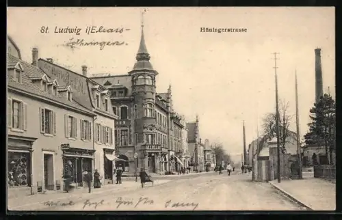 AK St. Ludwig i. E., Blick in die Hüningerstrasse