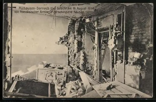 AK Mülhausen-Dornach, Maisons détruites par l`artillerie le 19 août 1914