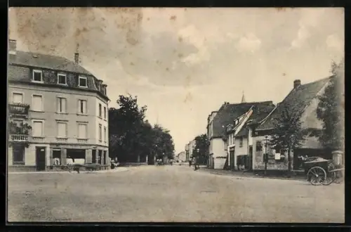 AK Colmar, Vue de la route d`Ingersheim avec bâtiments et charrette