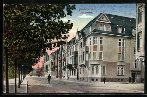 AK Diedenhofen, Blick in die Parkstrasse mit Häusern