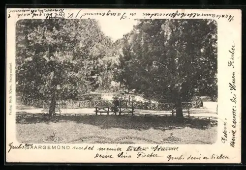 AK Saargemünd, Partie aus dem Stadtpark