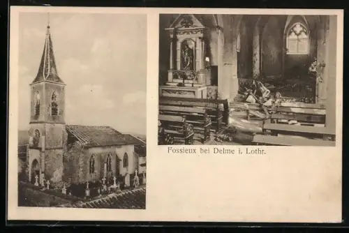 AK Fossieux b. Delme, Zerstörte Kirche
