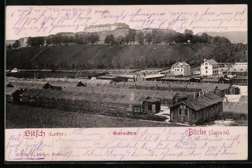 AK Bitsch /Lothr., Baracken aus der Vogelschau