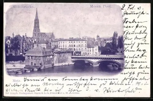AK Metz, Ortspartie mit Mittelbrücke