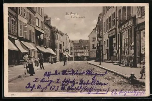 AK St. Avold, Lublerstrasse mit Geschäften